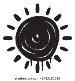 Spray Painted Graffiti Sun icon Sprayed isolated with a white background.