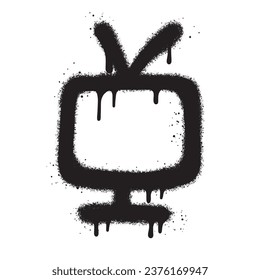 Spray Painted Graffiti television isolated with a white background. Vector design street art.EPS 10.