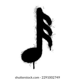 Spray Painted Graffiti thirty second note  Sprayed isolated with a white background. graffiti Note music icon with over spray in black over white. svg