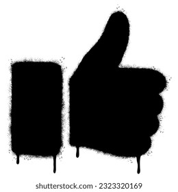 Spray Painted Graffiti Thumbs up icon Sprayed isolated. graffiti Like symbol with over spray in black over white.