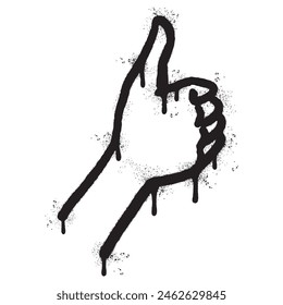Spray Painted Graffiti Thumbs up icon Sprayed isolated. graffiti Like symbol with over spray in black over white.