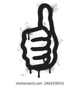 Spray Painted Graffiti Thumbs up icon Sprayed isolated. graffiti Like symbol with over spray in black over white.