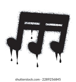 Spray Painted Graffiti Tone icon Word Sprayed isolated with a white background. graffiti Note music icon with over spray in black over white. Vector illustration.