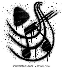 Spray Painted Graffiti Tone icon Word Sprayed isolated with a white background. graffiti Note music icon with over spray in black over white. Vector illustration.