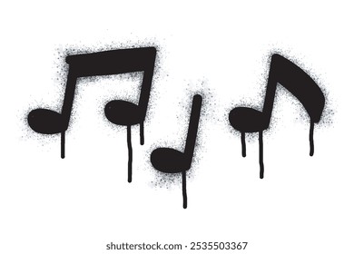 Spray Painted Graffiti Tone icon Word Sprayed isolated with a white background. graffiti Note music icon with over spray in black over white. Vector illustration.