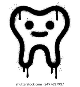 Spray Painted Graffiti tooth icon Sprayed isolated with a white background.