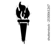 Spray Painted Graffiti Torch symbol Sprayed isolated with a white background. graffiti Torch icon with over spray in black over white. Vector illustration.