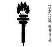 Spray Painted Graffiti Torch symbol Sprayed isolated with a white background. graffiti Torch icon with over spray in black over white. Vector illustration.