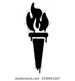 Spray Painted Graffiti Torch symbol Sprayed isolated with a white background. graffiti Torch icon with over spray in black over white. Vector illustration.