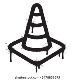 Spray Painted Graffiti traffic cone icon Sprayed isolated with a white background.