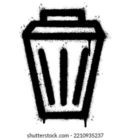 Spray Painted Graffiti trash can icon Sprayed isolated with a white background. graffiti trash can symbol with over spray in black over white. Vector illustration.