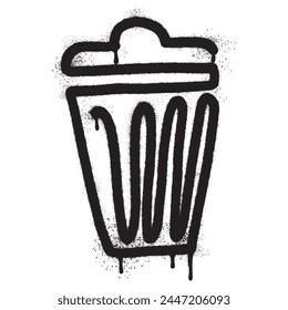 Spray Painted Graffiti trash can icon Sprayed isolated with a white background.