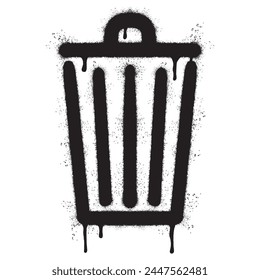 Spray Painted Graffiti trash can icon Sprayed isolated with a white background.