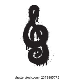 Spray Painted Graffiti Treble Symbol Spray isoliert mit weißem Hintergrund.