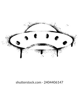Spray Painted Graffiti ufo icon Sprayed isolated with a white background.