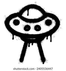 Spray Painted Graffiti ufo icon Sprayed isolated with a white background.