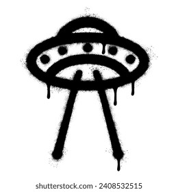 Spray Painted Graffiti ufo icon Sprayed isolated with a white background.