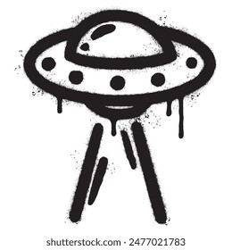 Spray Painted Graffiti ufo icon Sprayed isolated with a white background.