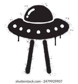 Spray Painted Graffiti ufo icon Sprayed isolated with a white background.