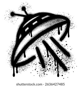 Spray Painted Graffiti ufo icon isolated with a white background. Vector design street art. Eps 10.