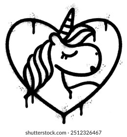 Spray Painted Graffiti unicorn icon Sprayed isolated with a white background.