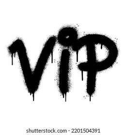 Spray Painted Graffiti vip Word Sprayed isolated with a white background. graffiti font vip with over spray in black over white. Vector illustration.