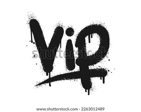 Spray painted graffiti VIP word in black over white. Drops of sprayed VIP words. isolated on white background. vector illustration