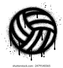 Spray Gemalte Graffiti Volleyball-Symbol Spray isoliert mit einem weißen Hintergrund.