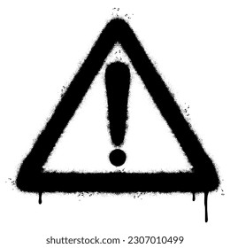 Spray Painted Graffiti warning icon Sprayed isolated with a white background. graffiti alert symbol with over spray in black over white.