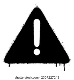 Spray Painted Graffiti warning icon Sprayed isolated with a white background. graffiti alert symbol with over spray in black over white.