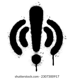 Spray Painted Graffiti warning icon Sprayed isolated with a white background. graffiti alert symbol with over spray in black over white.