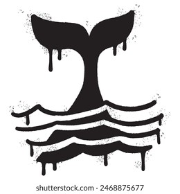 Spray Painted Graffiti whale icon Sprayed isolated with a white background.