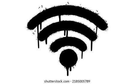 Spray Painted Graffiti wifi icon Sprayed isolated with a white background. graffiti wifi icon with over spray in black over white. Vector illustration.