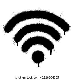 Spray Painted Graffiti wifi icon Sprayed isolated with a white background. graffiti wifi icon with over spray in black over white. Vector illustration.