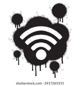 Spray Painted Graffiti wifi icon Sprayed isolated with a white background. graffiti wifi icon with over spray in black over white. Vector illustration.