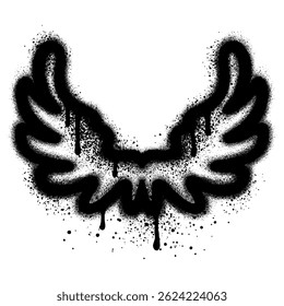 Spray Painted Graffiti Wing Sprayed Isolated on white Background.