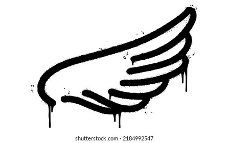 Spray Painted Graffiti wings Sprayed isolated with a white background. graffiti wings with over spray in black over white. Vector illustration.