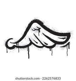 Spray Painted Graffiti wings Sprayed isolated with a white background. graffiti wings with over spray in black over white. Vector illustration.