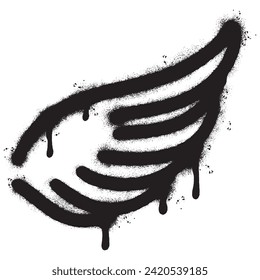 Spray Painted Graffiti wings Sprayed isolated with a white background. graffiti wings with over spray in black over white. Vector illustration.