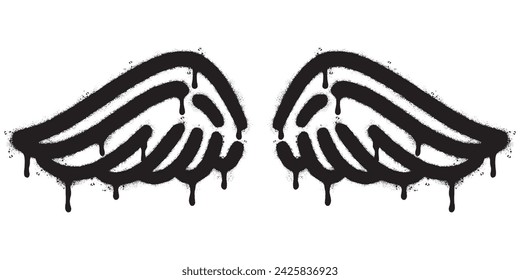 Spray Painted Graffiti wings Sprayed isolated with a white background. Vector illustration.