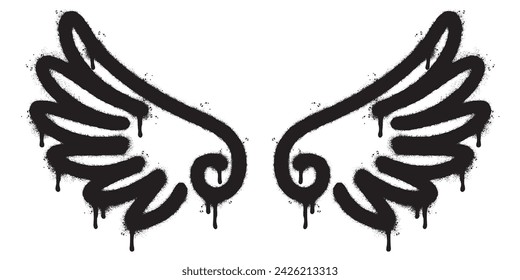 Spray Painted Graffiti wings Sprayed isolated with a white background. Vector illustration.