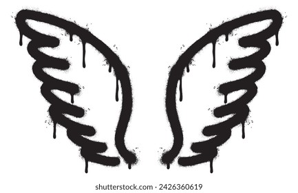 Spray Painted Graffiti wings Sprayed isolated with a white background. Vector illustration.