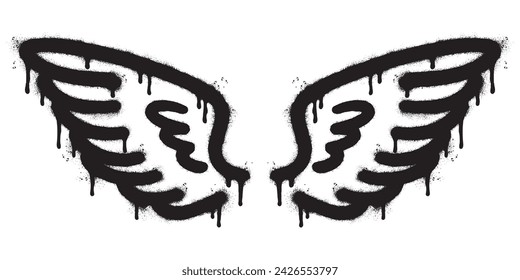 Spray Painted Graffiti wings Sprayed isolated with a white background. Vector illustration.