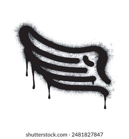 Spray Painted Graffiti wings Sprayed isolated with a white background. graffiti wings with over spray in black over white. Vector illustration.