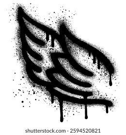 Spray Painted Graffiti wings Sprayed isolated with a white background.