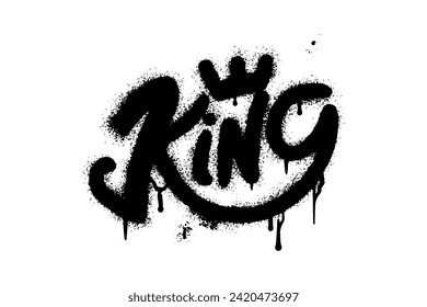 Spray Painted Graffiti word KING Sprayed isolated on white background.