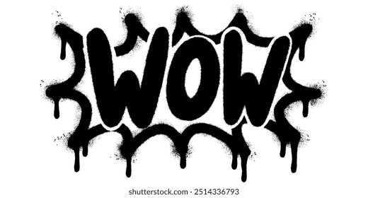 Spray Pintado Graffiti wow Palavra Sprayed isolado com um fundo branco.