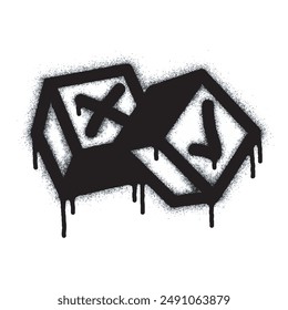 Spray Painted Graffiti x check mark in box and hand drawn Sprayed isolated on white background. graffiti font x with overspray in black on white. Vector illustration.n Illustration of check mark icon