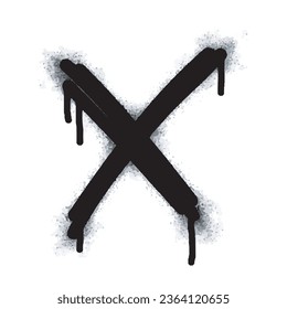 Spray Painted Graffiti x Sprayed isolated with a white background. graffiti font x with over spray in black over white. Vector illustration.
