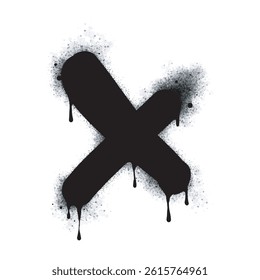 Spray Painted Graffiti x Sprayed isolated with a white background. graffiti font x with over spray in black over white. Vector illustration.